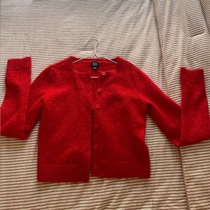 BDG Red Button-Up Sweater